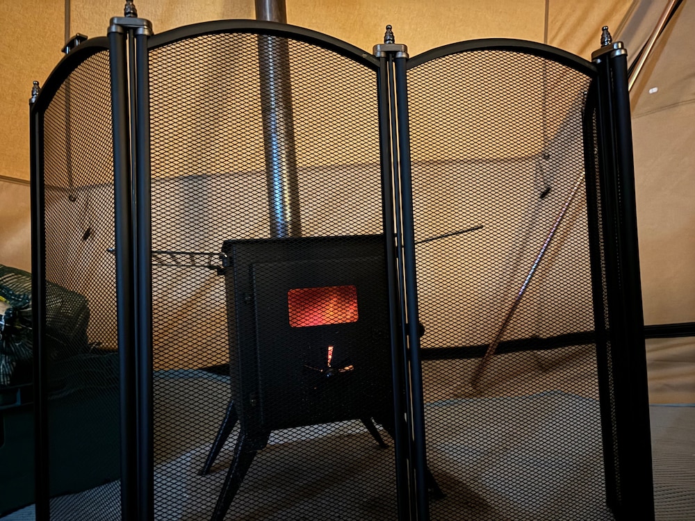 Cozy Hot Tent With Log Burner & Hot Tub Left Tent