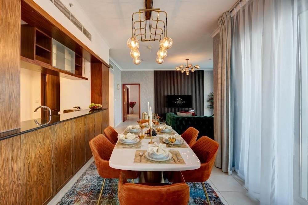 Durrani Homes Luxe Living with Burj Khalifa and Fountain View third room without partition
