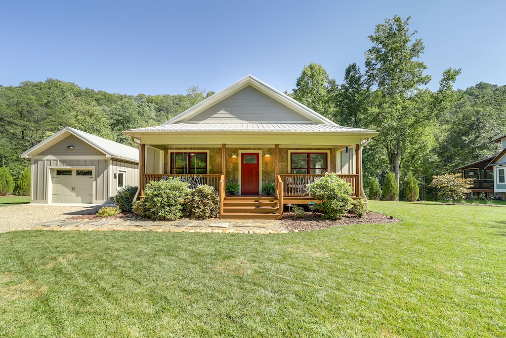 Deck + Mtn Views: Riverfront Cullowhee Home view 2