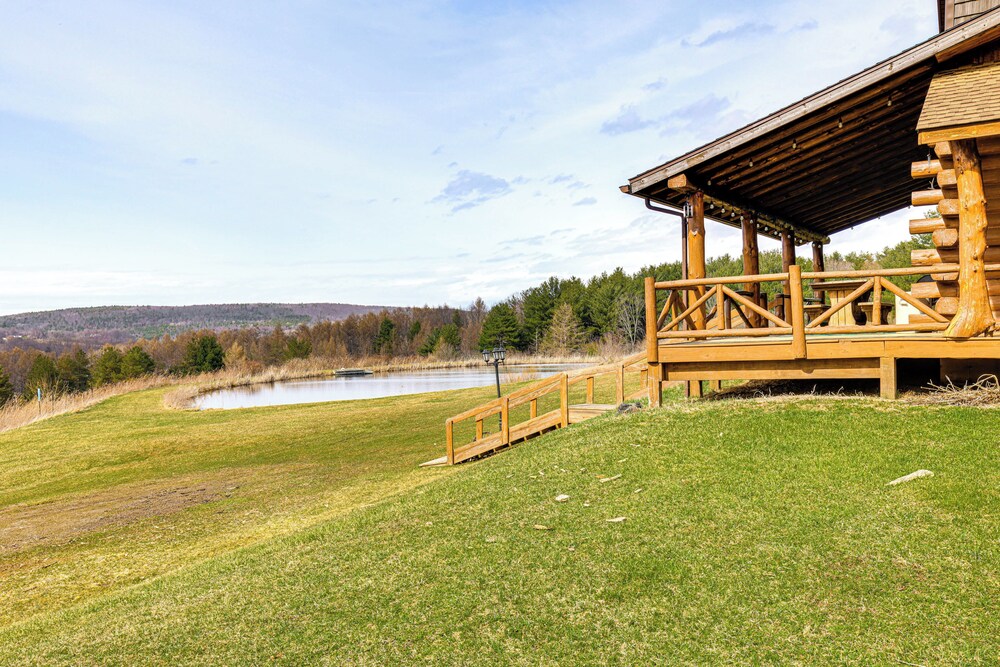 Log Cabin w/ Pond & Trail Access in Almond!