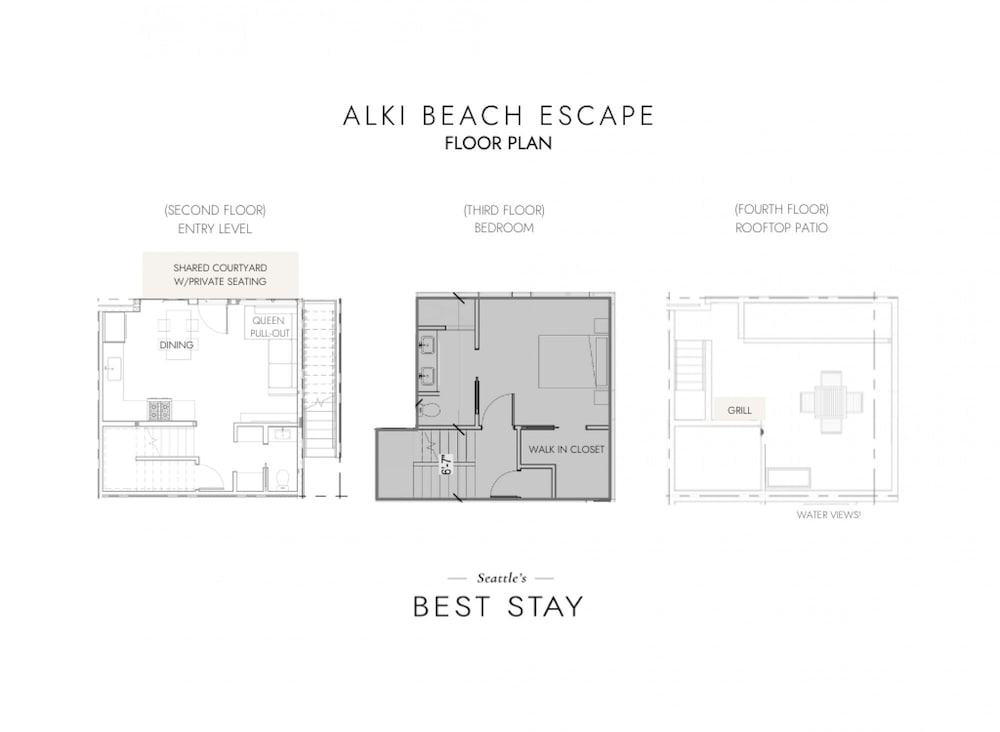Alki Beach Escape Romantic Waterfront Getaway for 2 Extended Stay