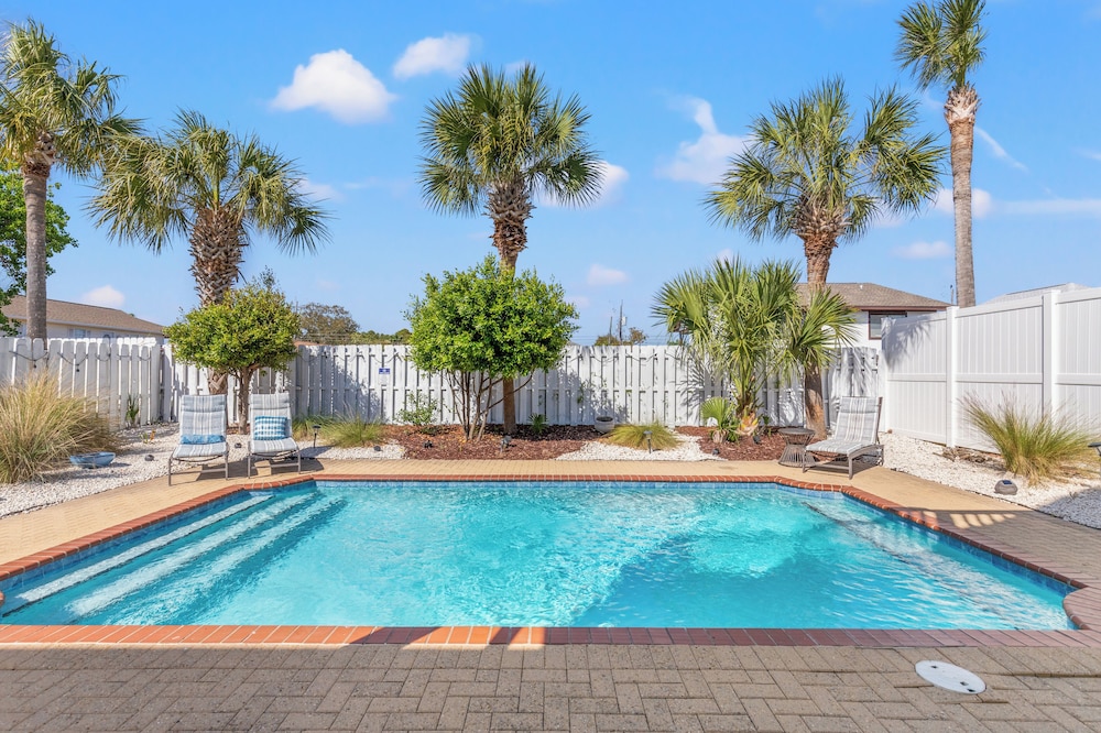 Seafoam Beautiful 3BR Home With Heated Private Pool - 4 Min Walk to Beach!