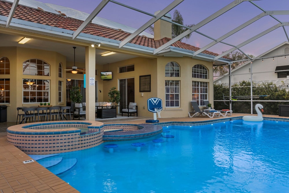 Waterfront Pool Pickleball Court Game Room