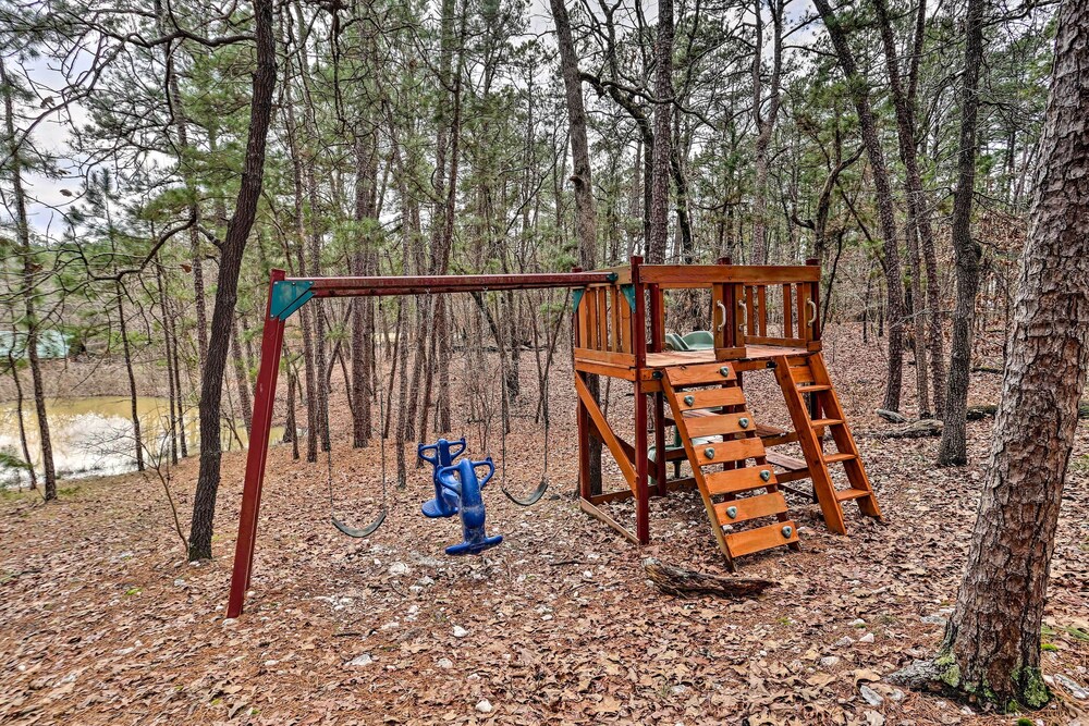 Broken Bow Log Cabin w/ Fire Pit, Pond, & Deck! view 2