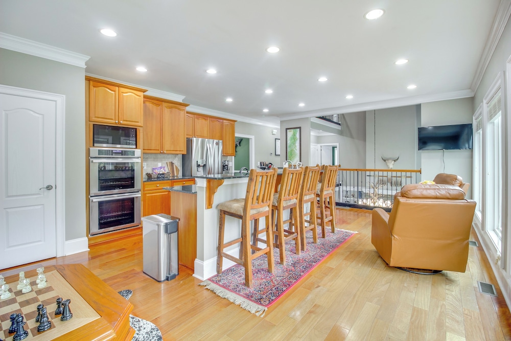 Game Room & Fire Pit: Riverfront Home in Ellijay!