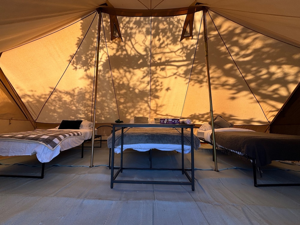 Cozy Hot Tent With Log Burner & Hot Tub Right Tent