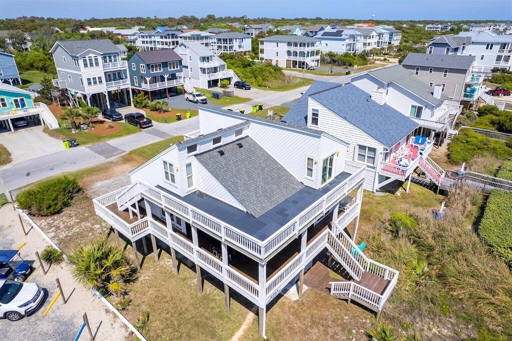Deck & View: Oceanfront Oasis in Oak Island!