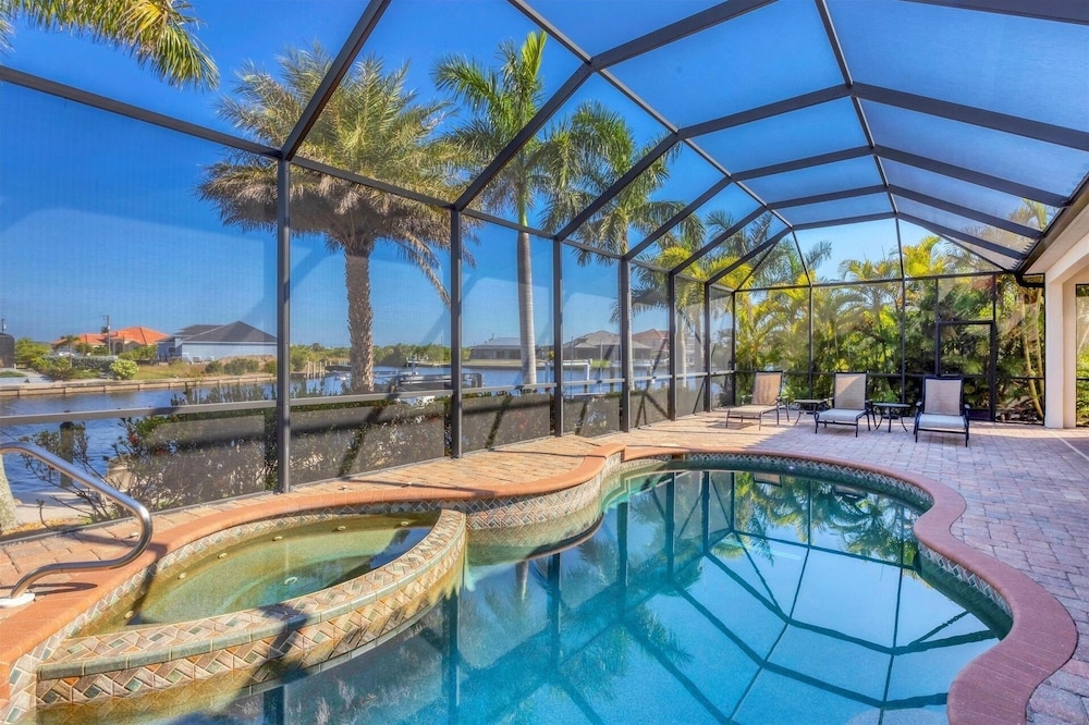 Villa Sol South Gulf Cove! Pool/spa Waterfront Canal W Dock 3 Bedroom Home