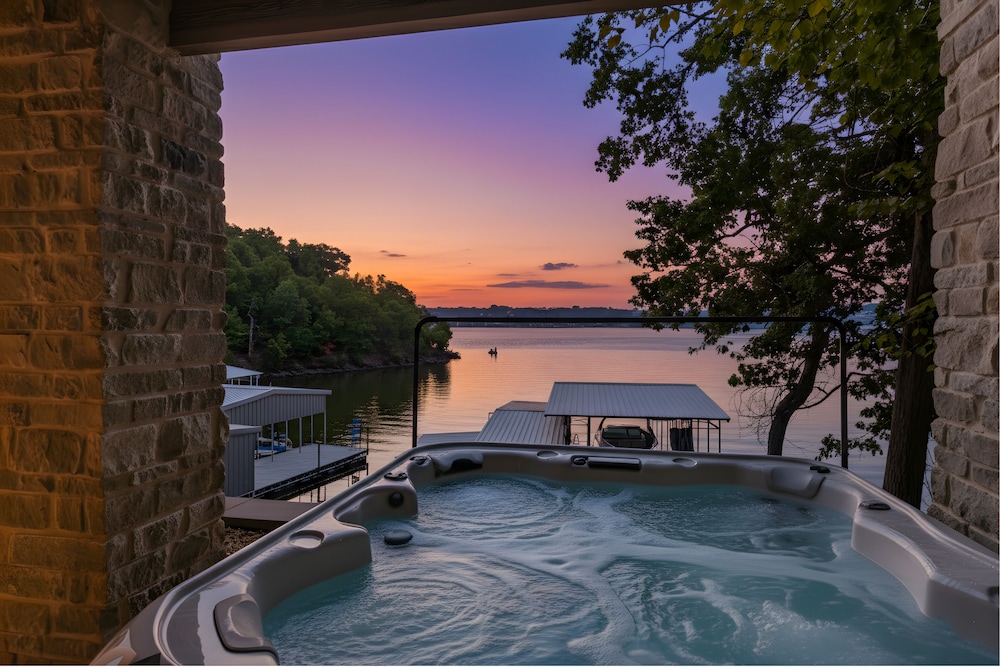 Huge Private Dock w/ 2 Slips + 2pwc, Beautiful Views, Lakeside Hot Tub, Pool & Pickleball