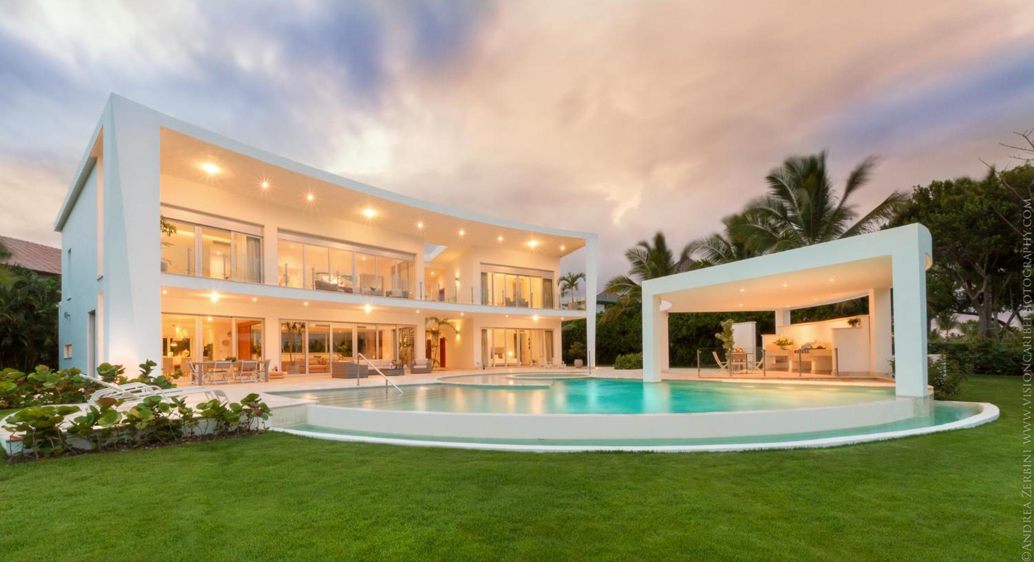 Luxury 5-room modern villa with movie theater at exclusive Punta Cana golf and beach resort