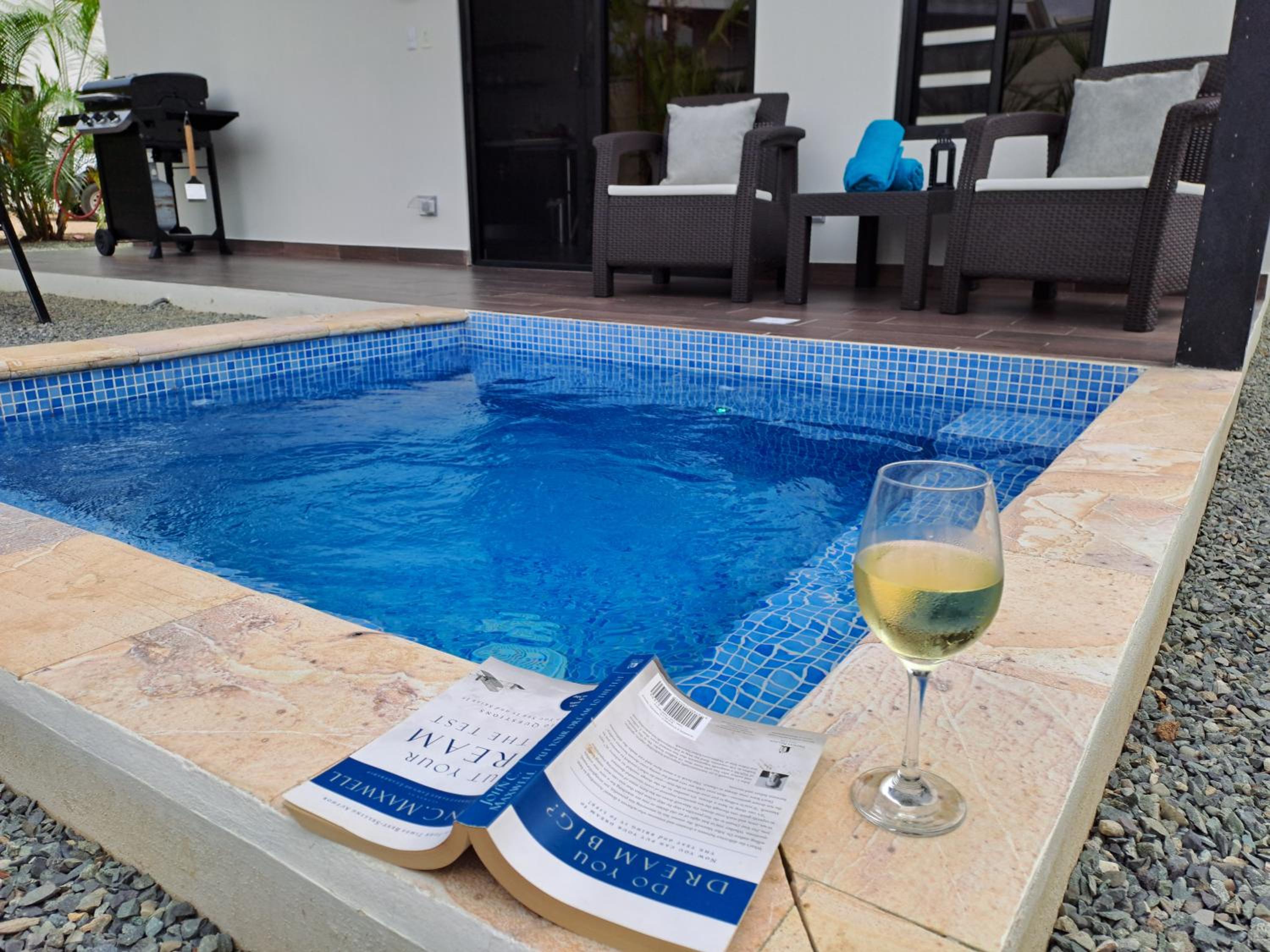 Comfy King bed, private yard and pool!