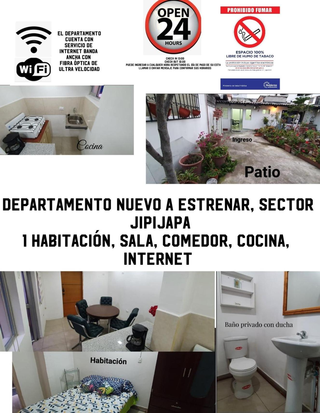 Departamento nuevo sector jipijapa por la plaza de toros Quito,planta baja, con patio, totalmente independiente, para 2 personas