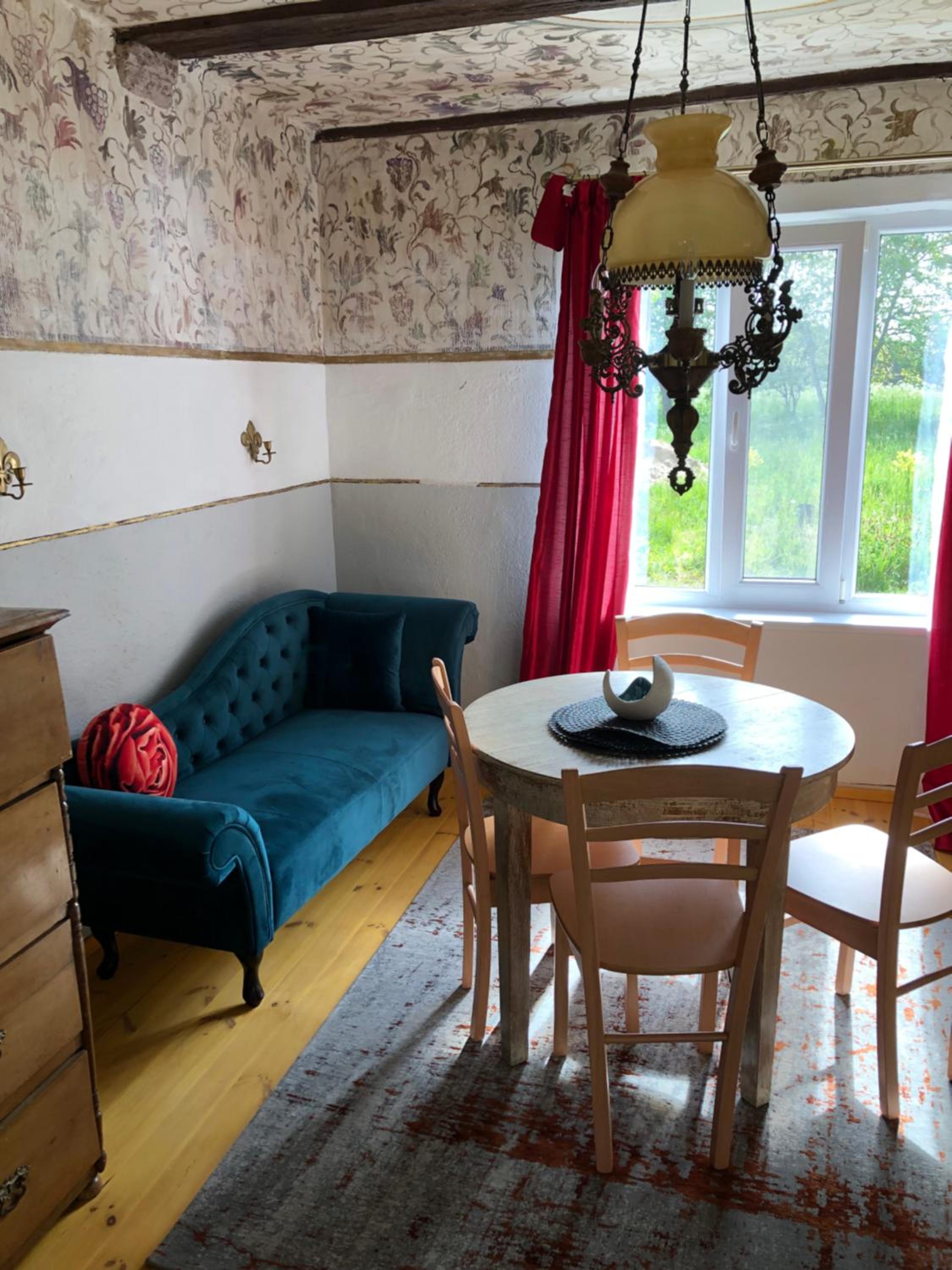 Tranquil country cottage with outdoor fireplace view 2