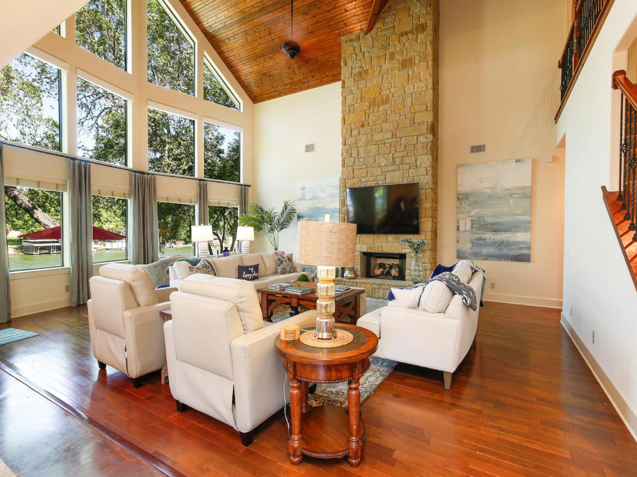 Lake LBJ Waterfront House w/ Private Boat Slip, Swimming Area with Steps to the lake