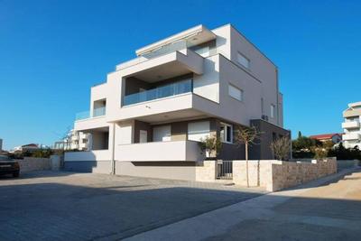 Blue sky, modern sea view apartment