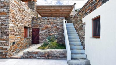 Stone villa with a sea water swimming pool and a sea and sunset view
