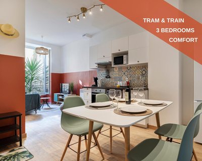 Cosy and Trendy 3 Bedrooms train tramway