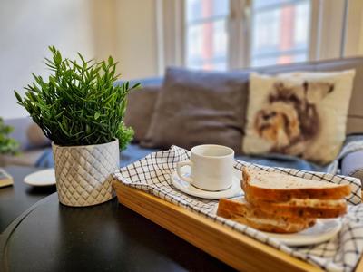 Spacious room with sofa