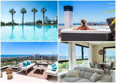 LUXURY PENTHOUSE, WITH BREATHTAKING VIEWS, 109 sqm TERRACE, OUTDOOR JACUZZI, walk distance to the port, shops and restaurants