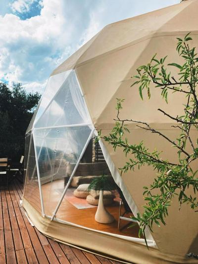 Glamping geodesic dome in secluded eco retreat
