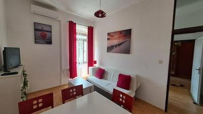 Red blue with private parking and Gray blue apartment
