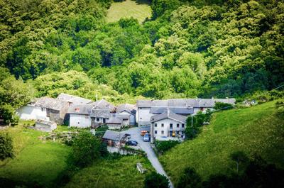Chalet in pietra e legno con caminetto