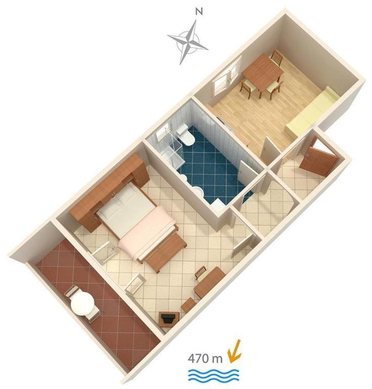 One-Bedroom Apartment with Balcony and Sea View