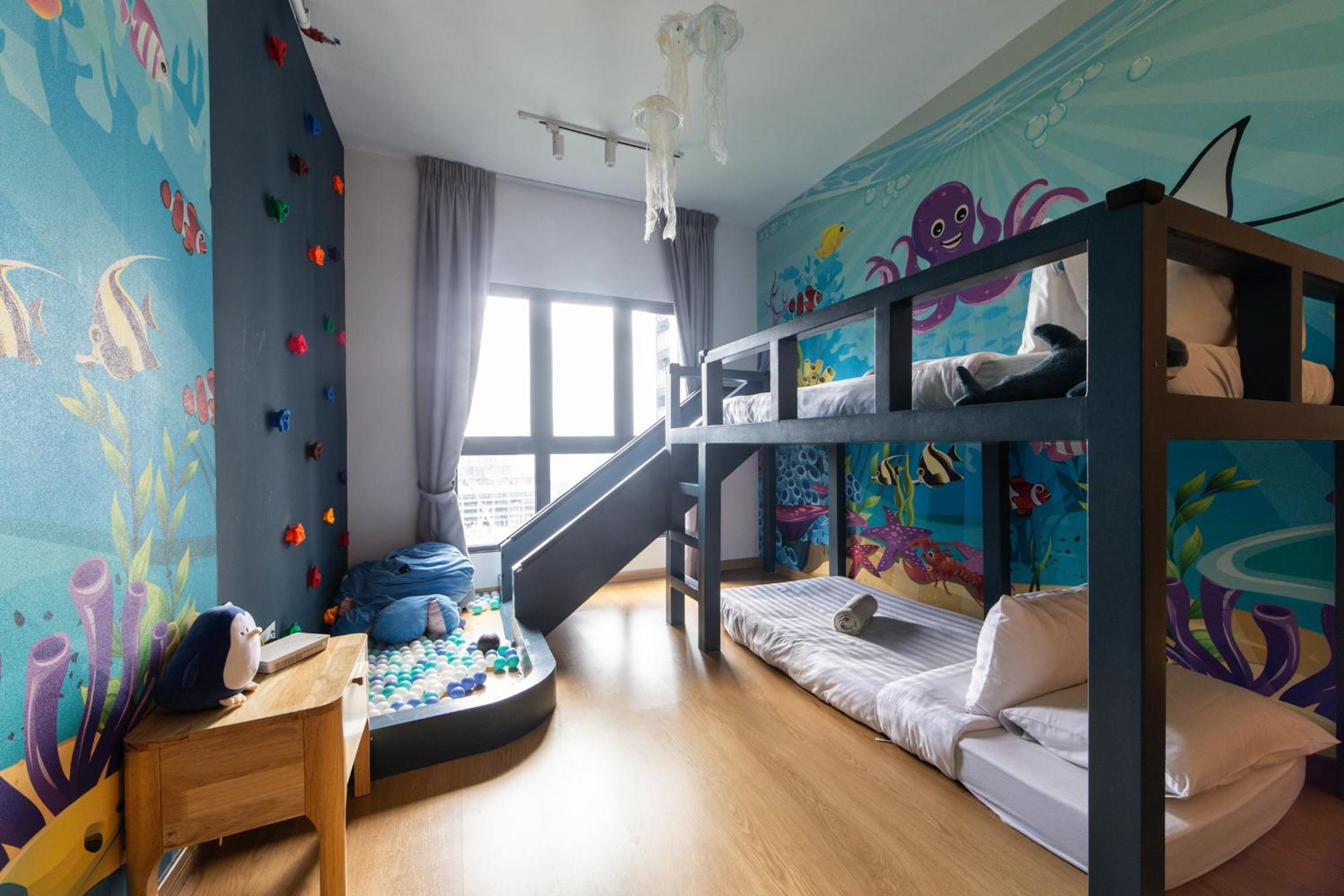 Exclusive One Bedroom Playhouse Apartment with Slide & Ball Pit