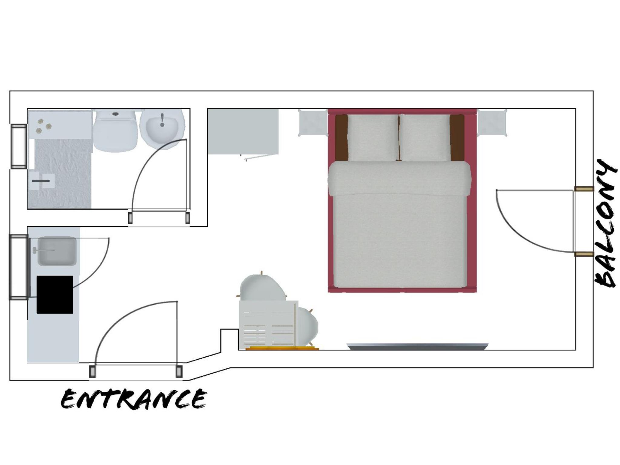 Studio Apartment with Balcony photo 2