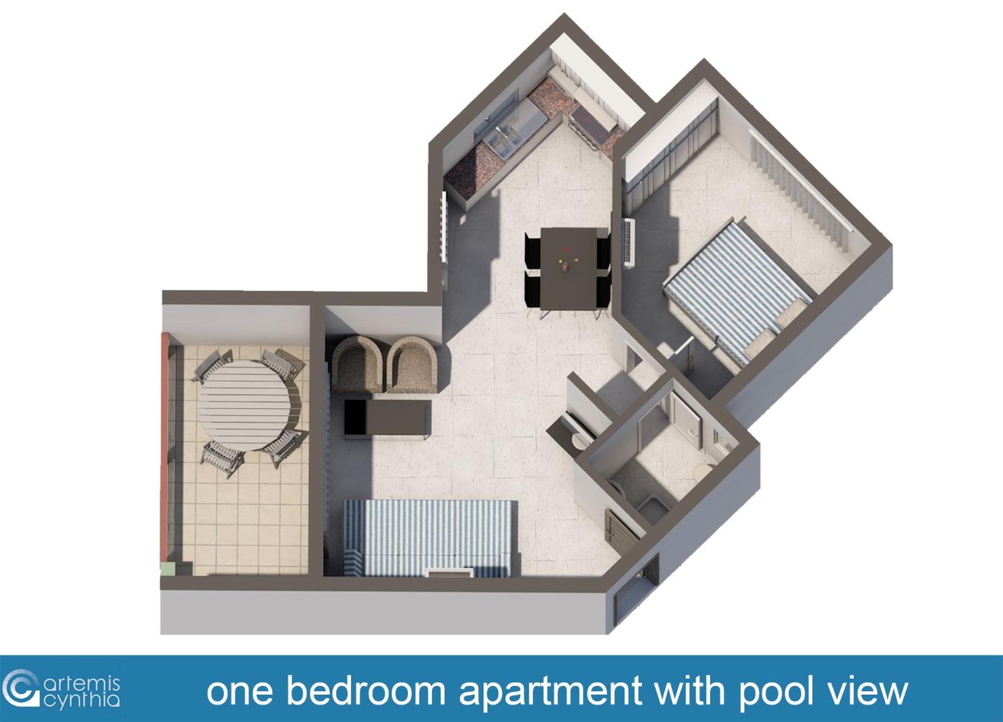 One-Bedroom Apartment with Pool View