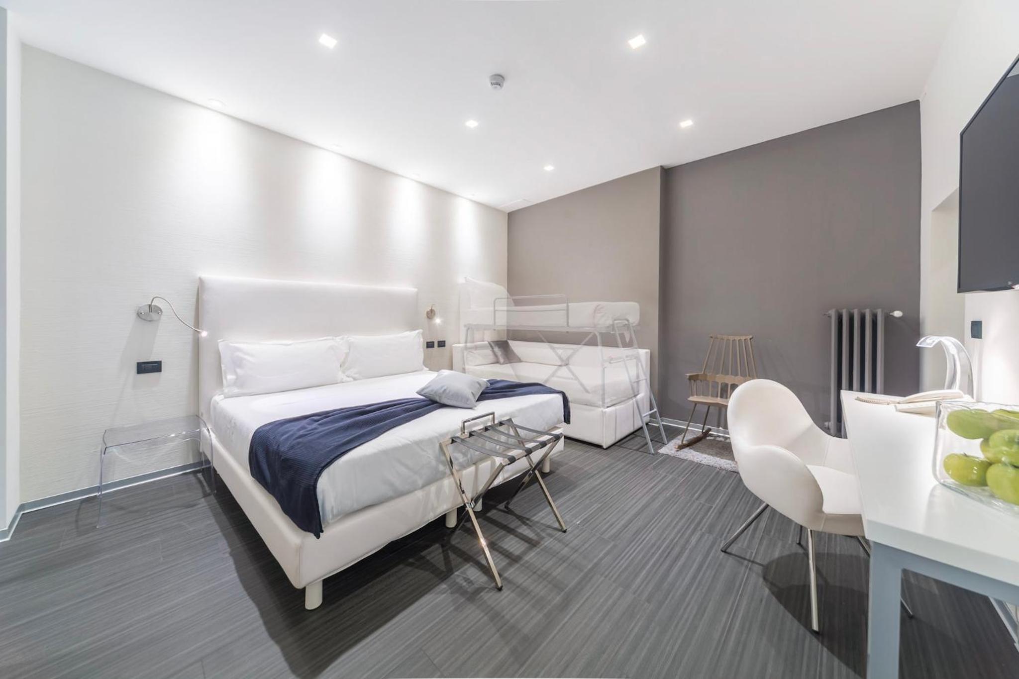 Relax in this modern, stylish hotel room.