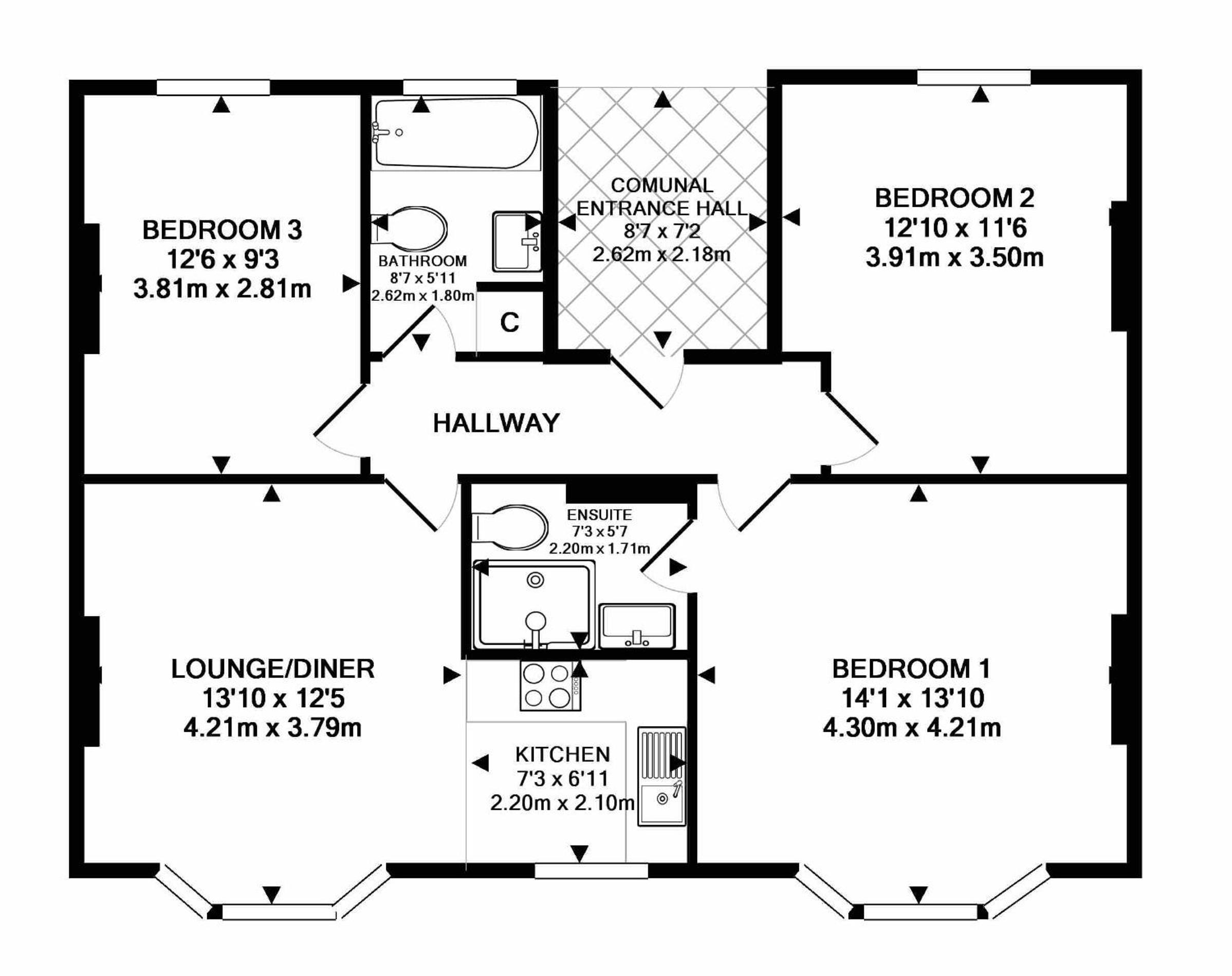 Three-Bedroom Apartment photo 2