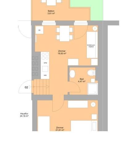 One-Bedroom Apartment with an open Kitchen and Balcony (50 m2) photo 3