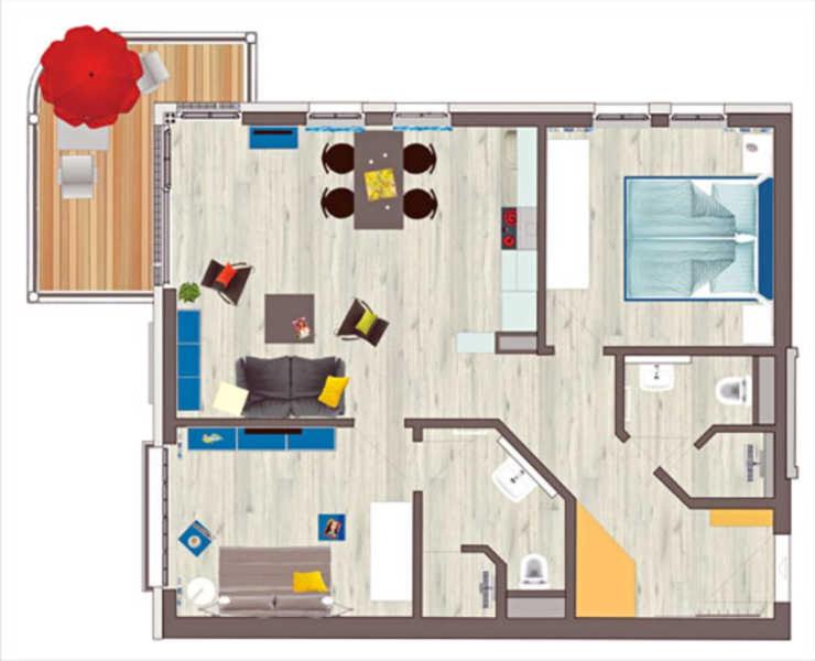 Two-Bedroom Apartment with Balcony and Sea View photo 3