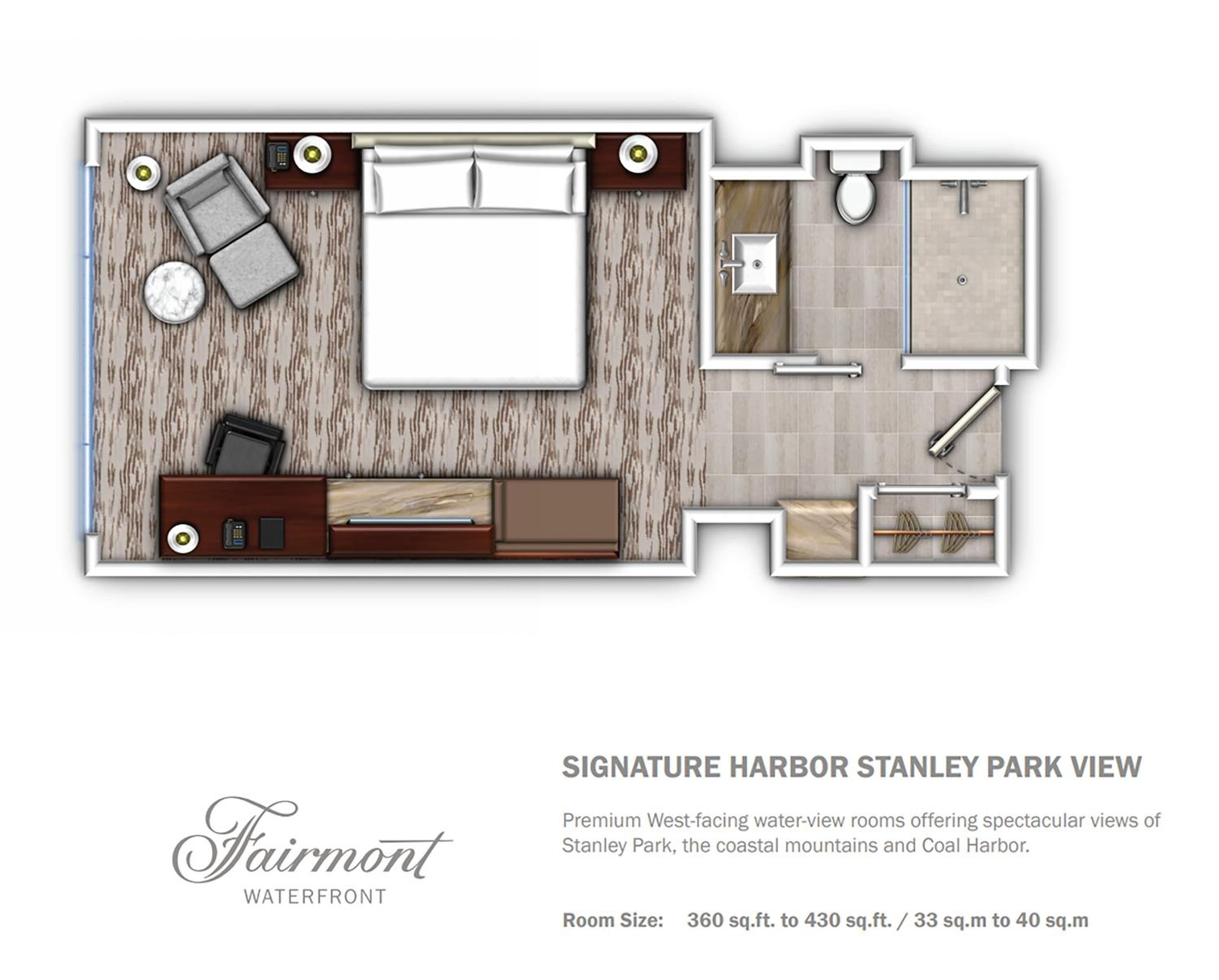 Signature Harbor and Stanley Park View Room with Queen Bed