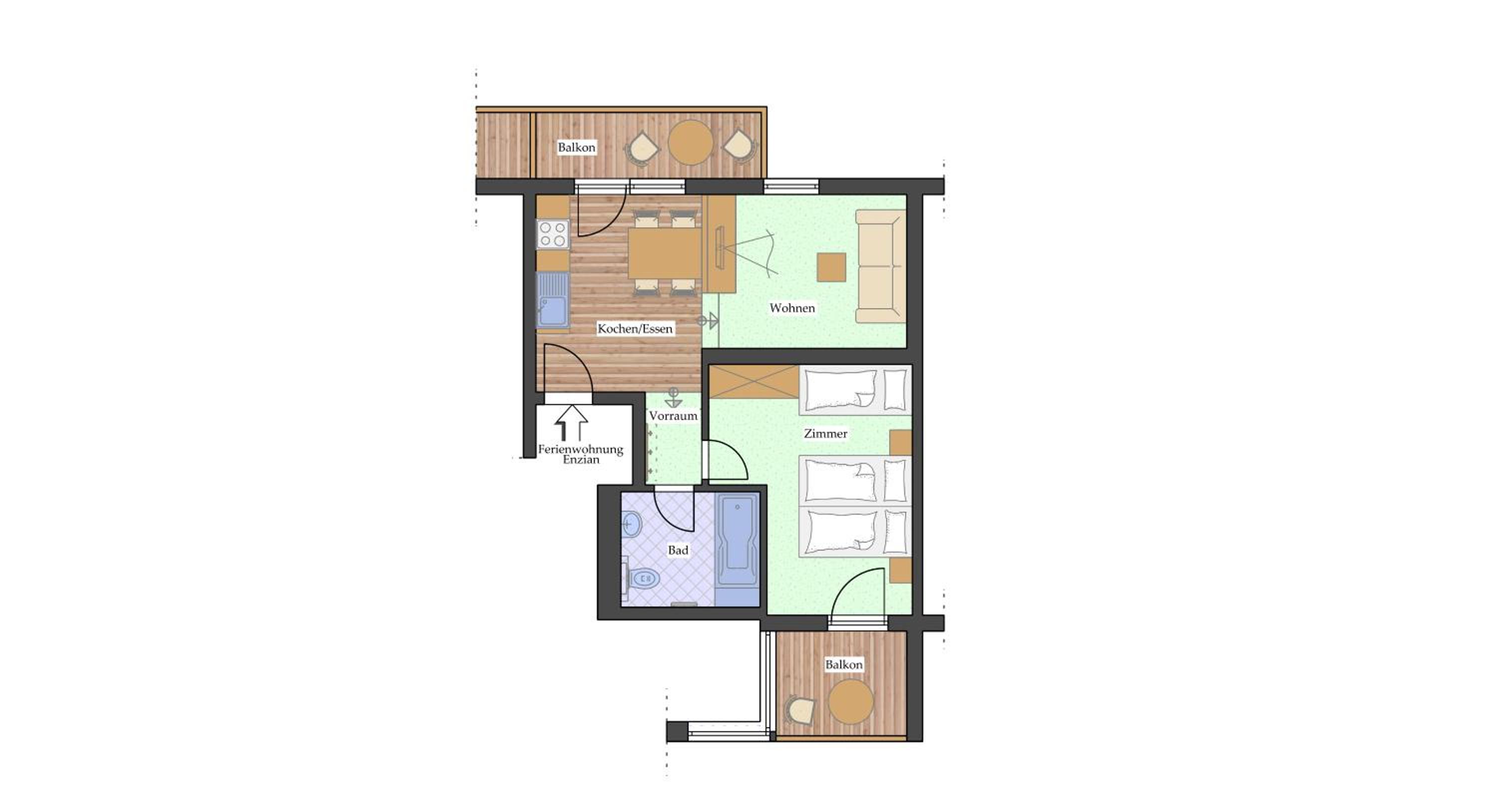 Comfort One-Bedroom Apartment with Balcony - Enzian photo 2