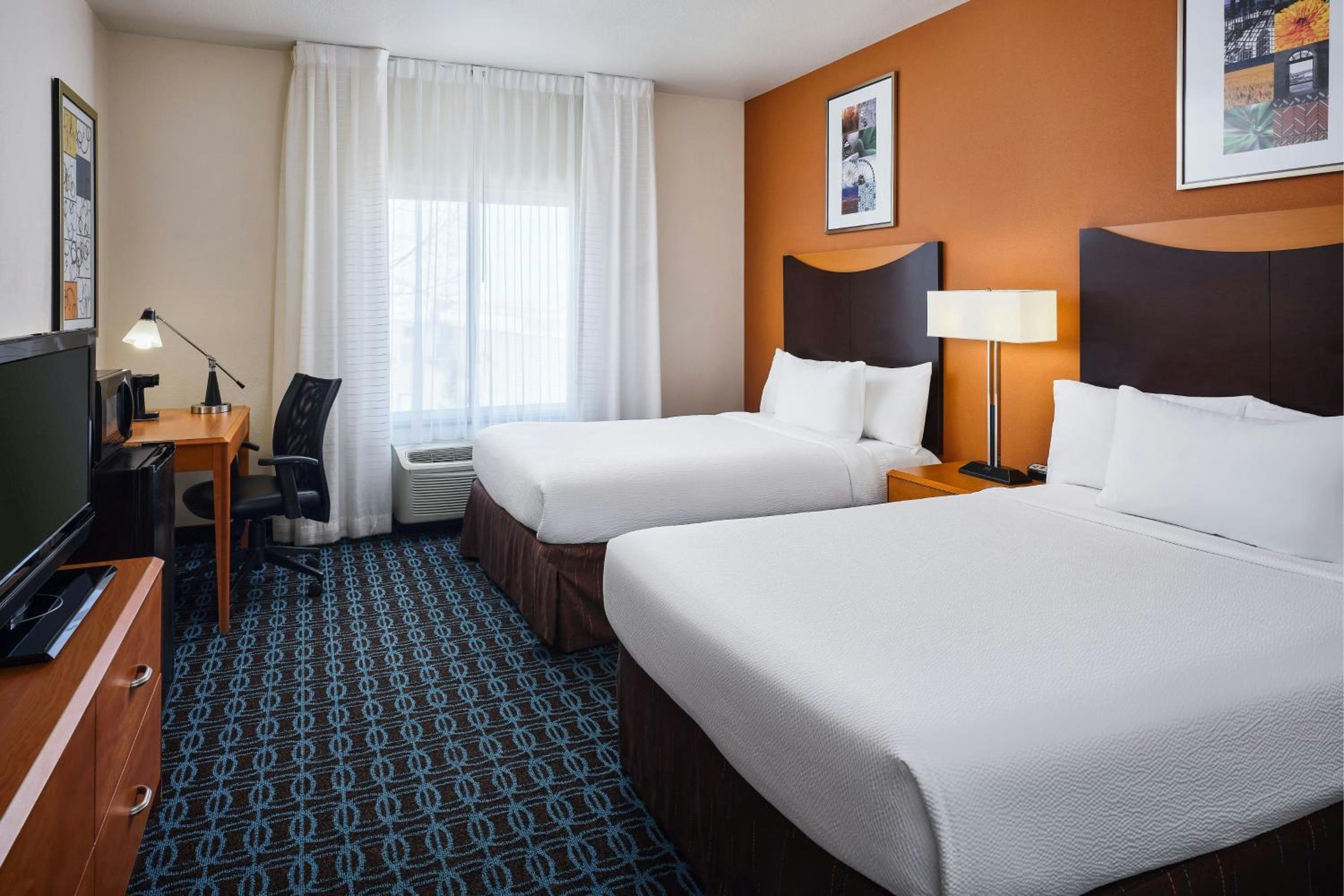 Double Room with Two Double Beds and Roll-In Shower - Mobility Access/Hearing Accessible
