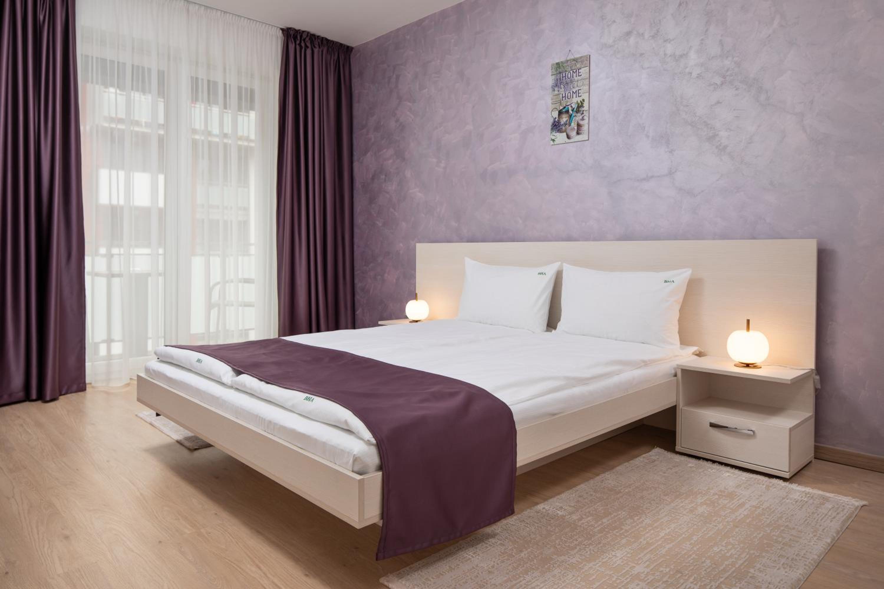 Purple Apartment with Balcony