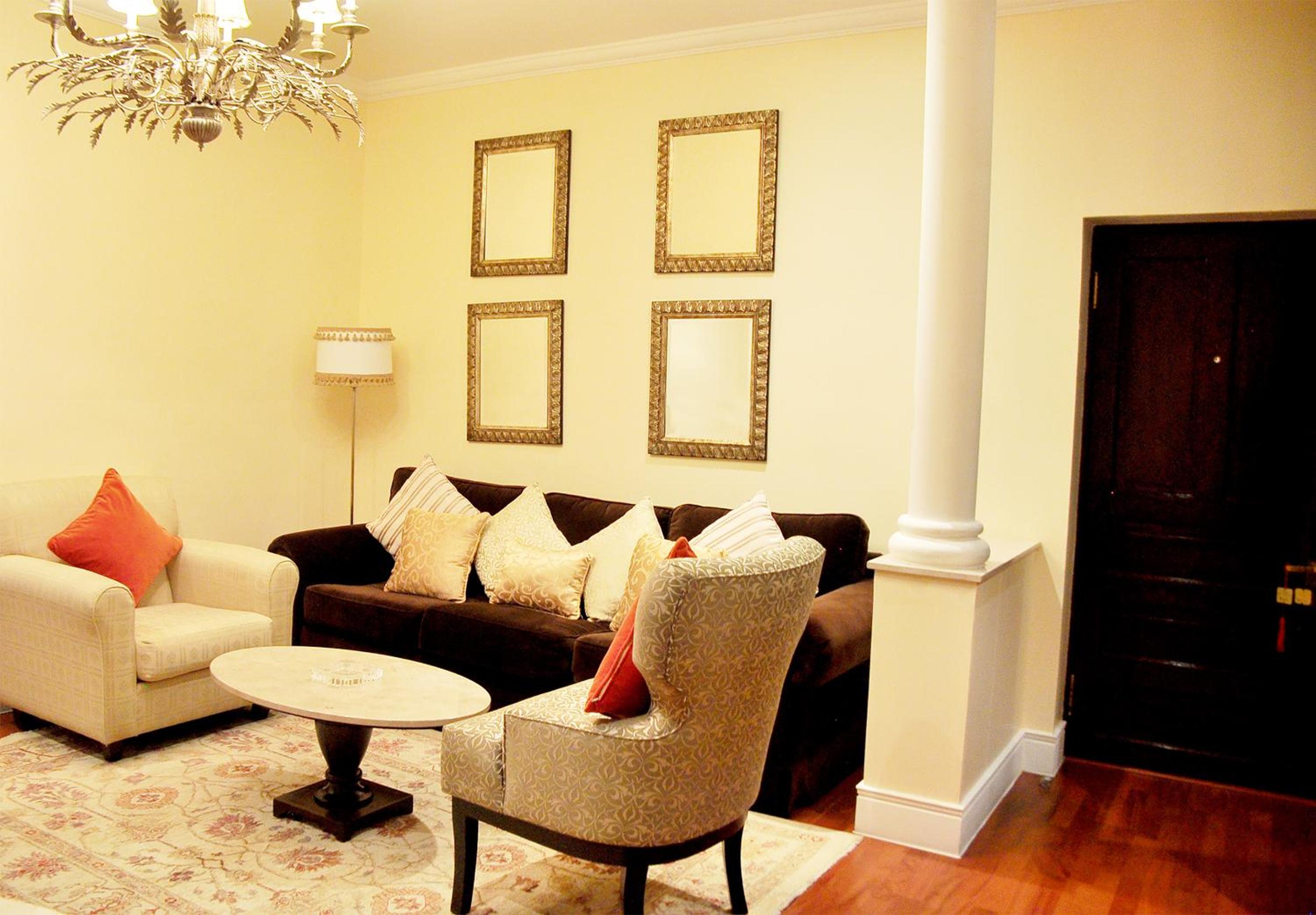 Relax in this cozy hotel living space!