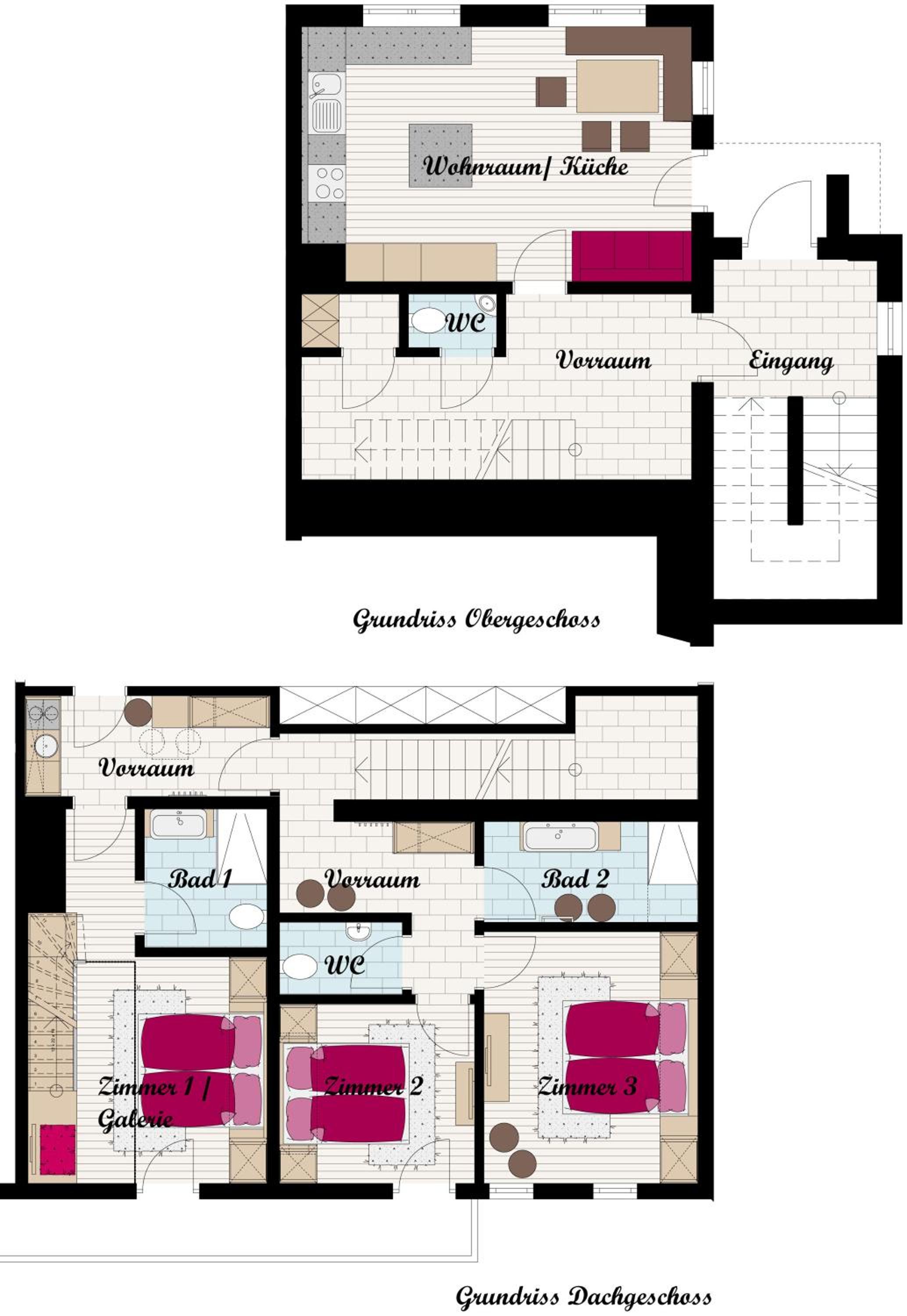 Duplex Two-Bedroom Apartment with Balcony