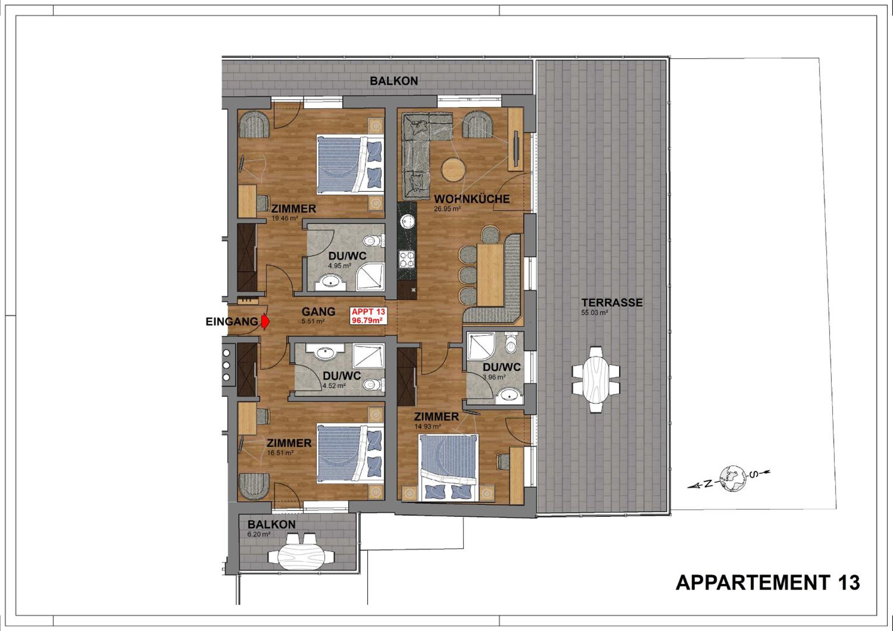 Three-Bedroom Apartment