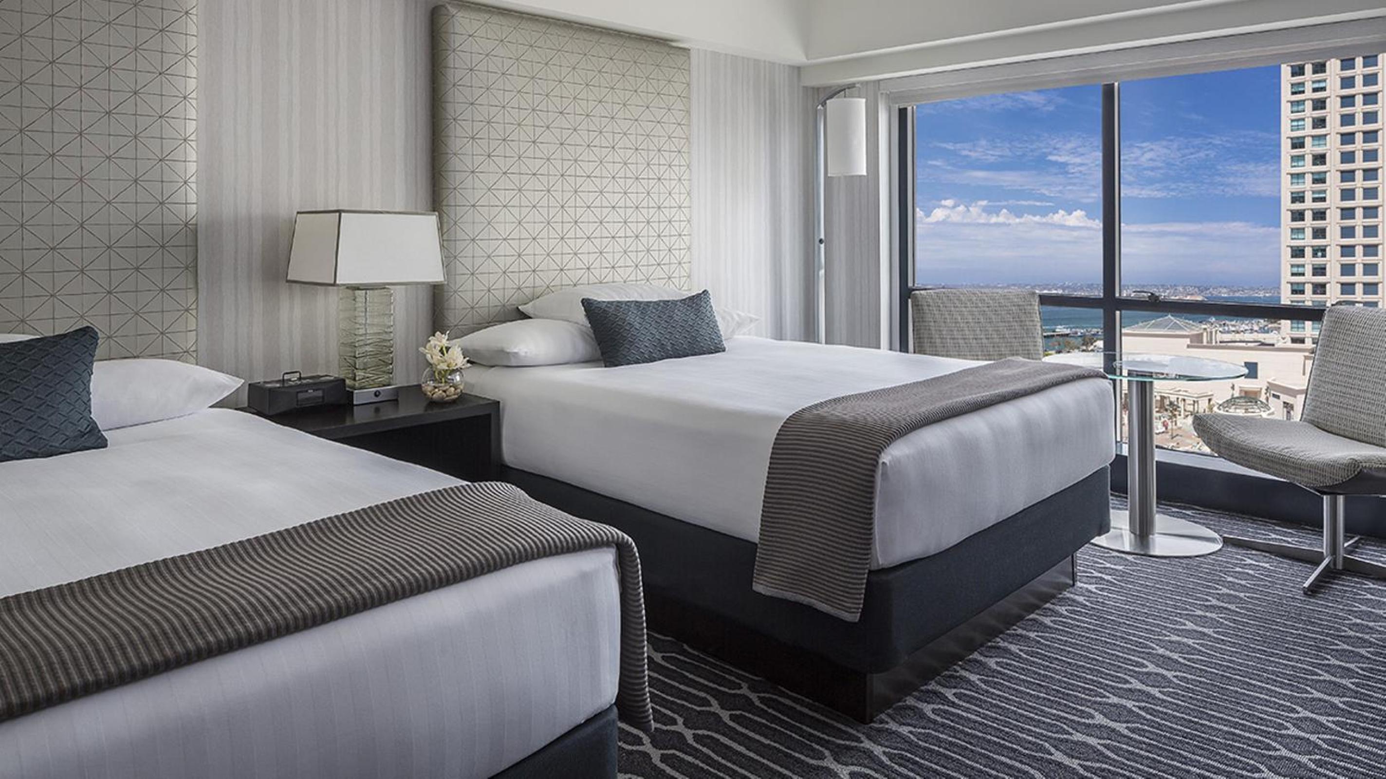 Double Room with Two Double Beds and Bay View