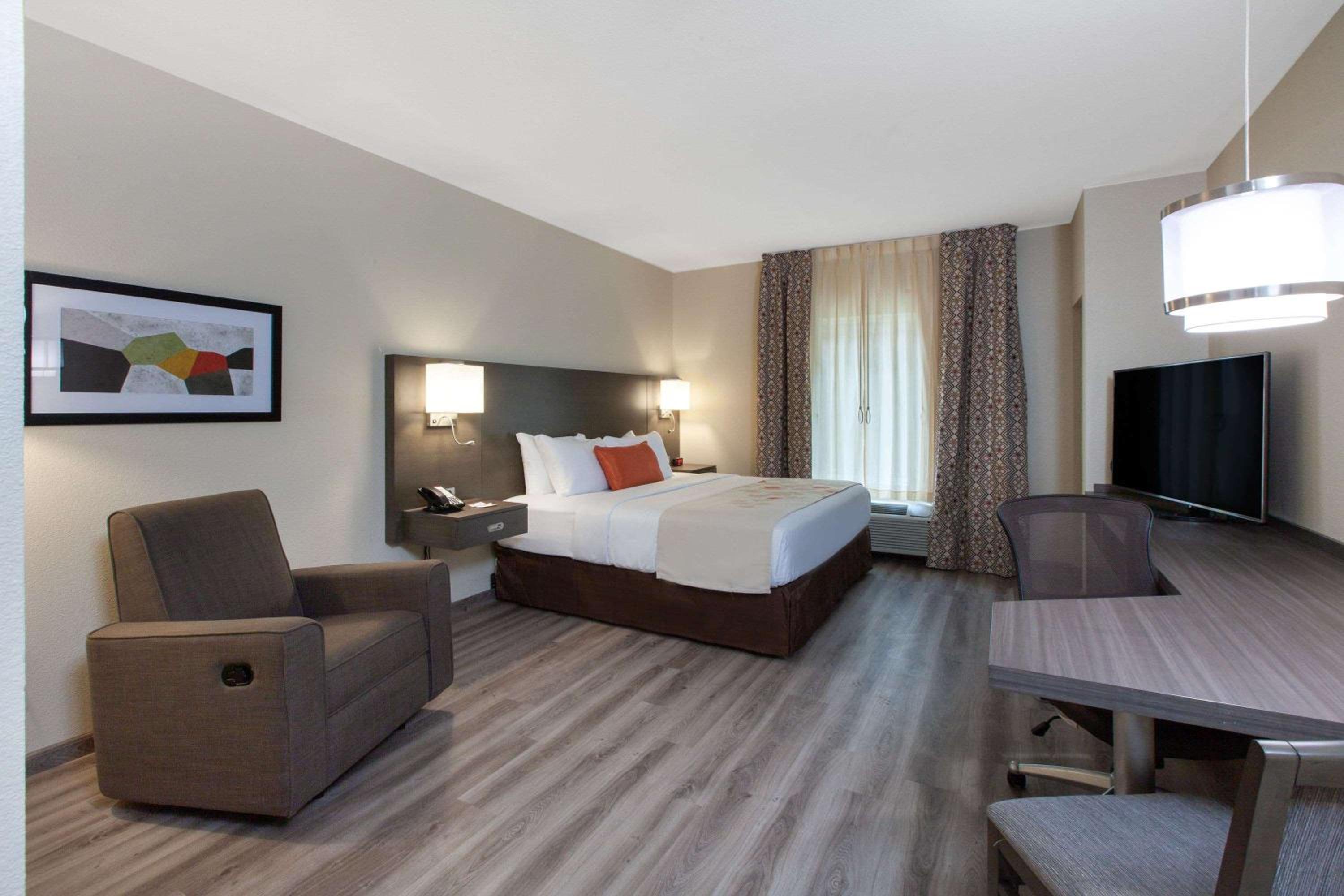1 King Bed, Mobility/Hearing Accessible Studio Suite, Roll-In Shower, No Smoking photo 1