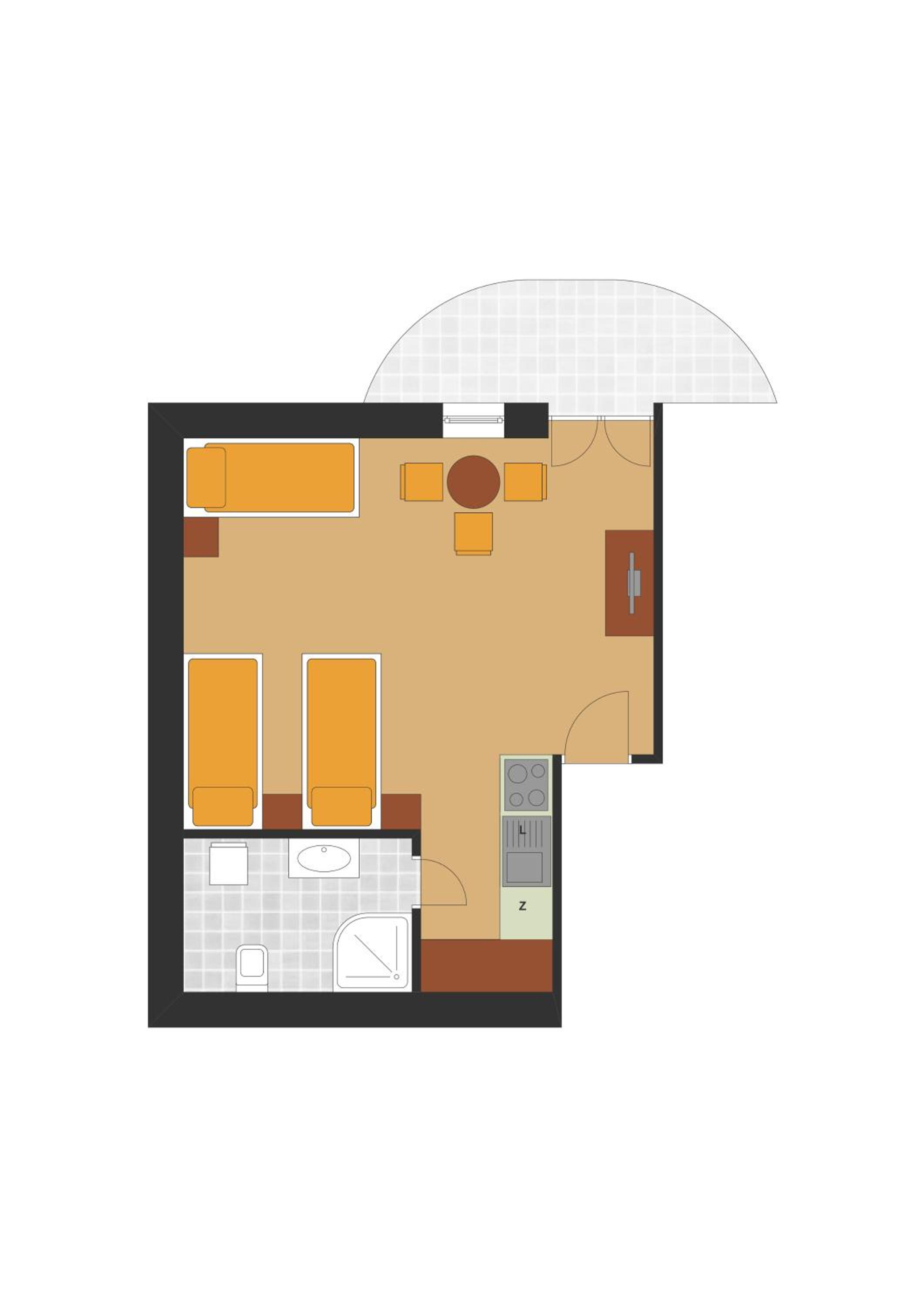 Studio with Balcony