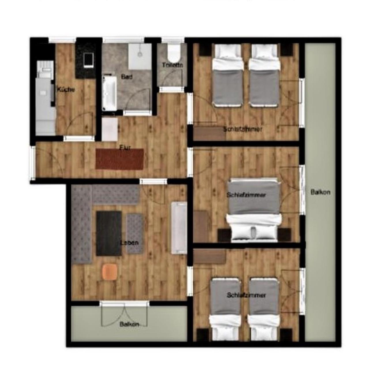 Three-Bedroom Apartment with Balcony photo 1
