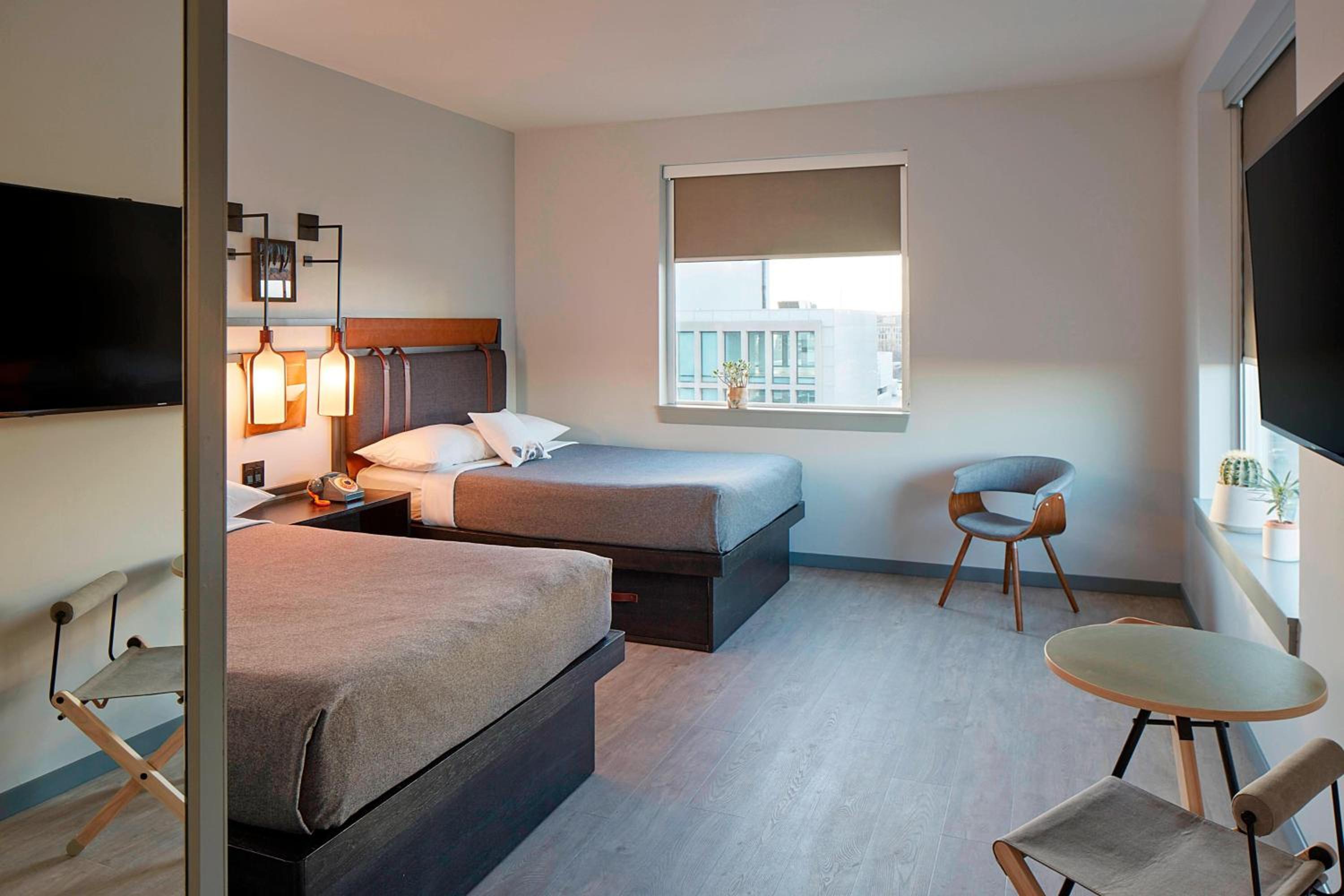 Larger Double Room with Two Double Beds and Roll-In Shower - Mobility Access