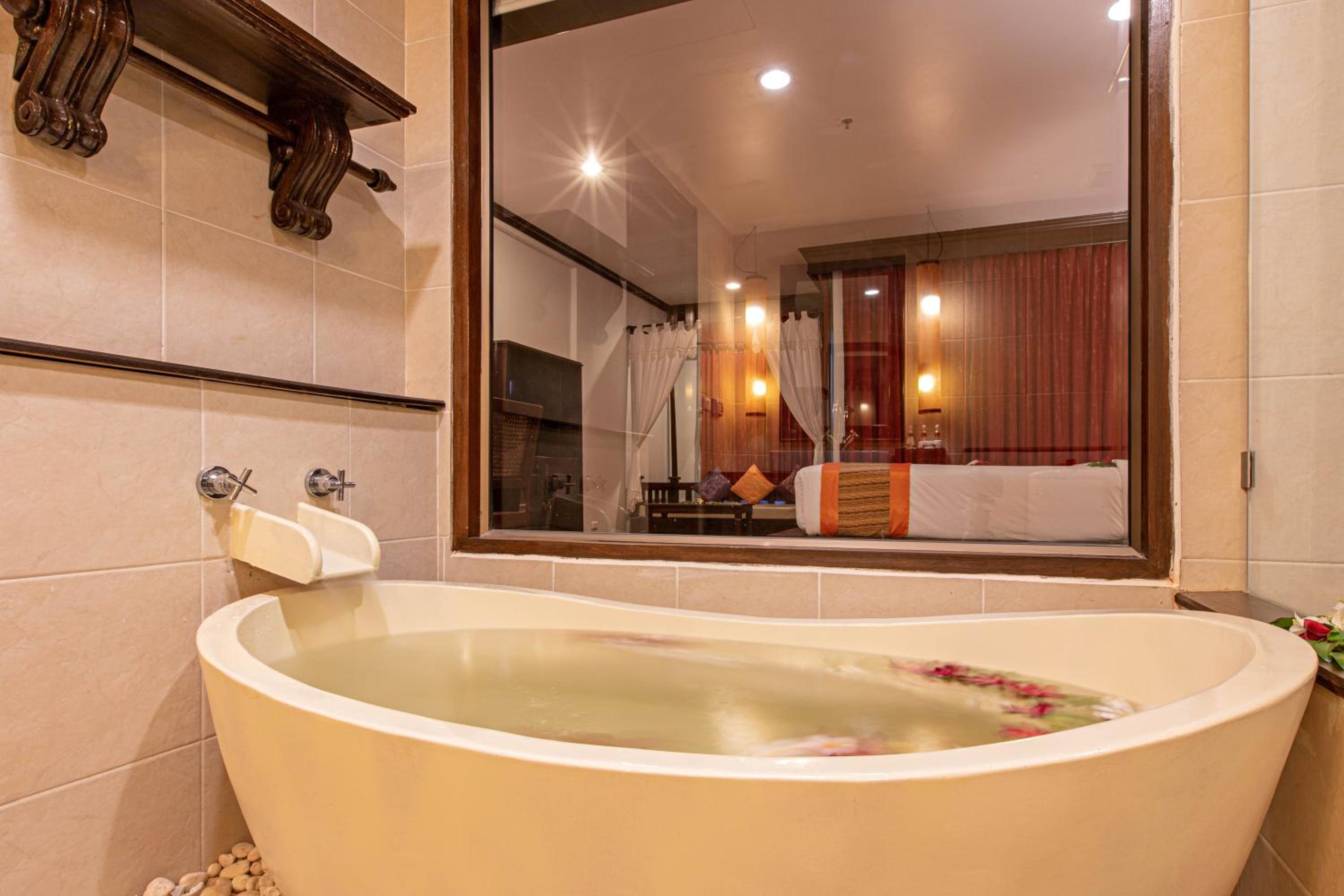 Relax in luxury with a stunning tub view!