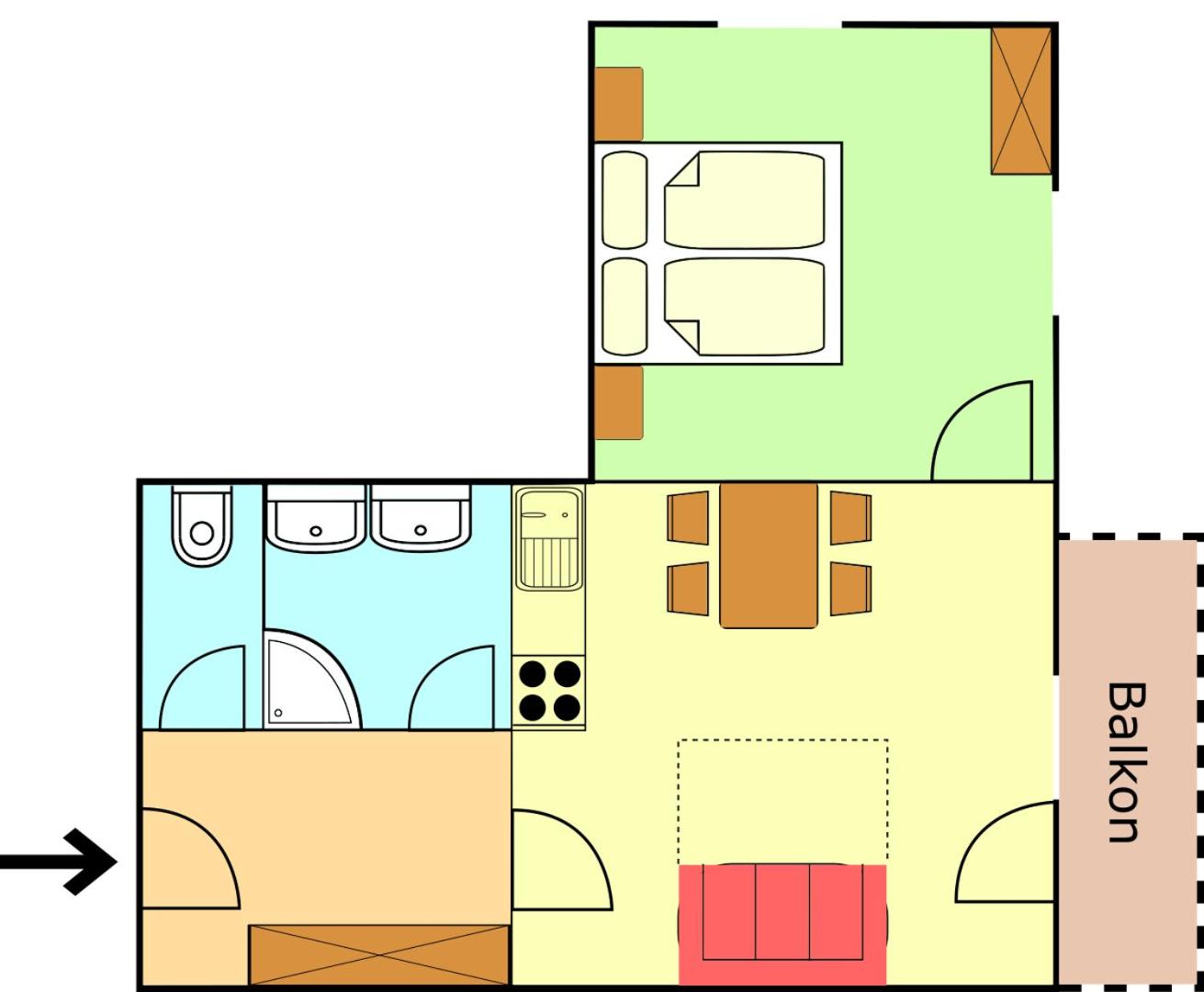One-Bedroom Apartment with Balcony