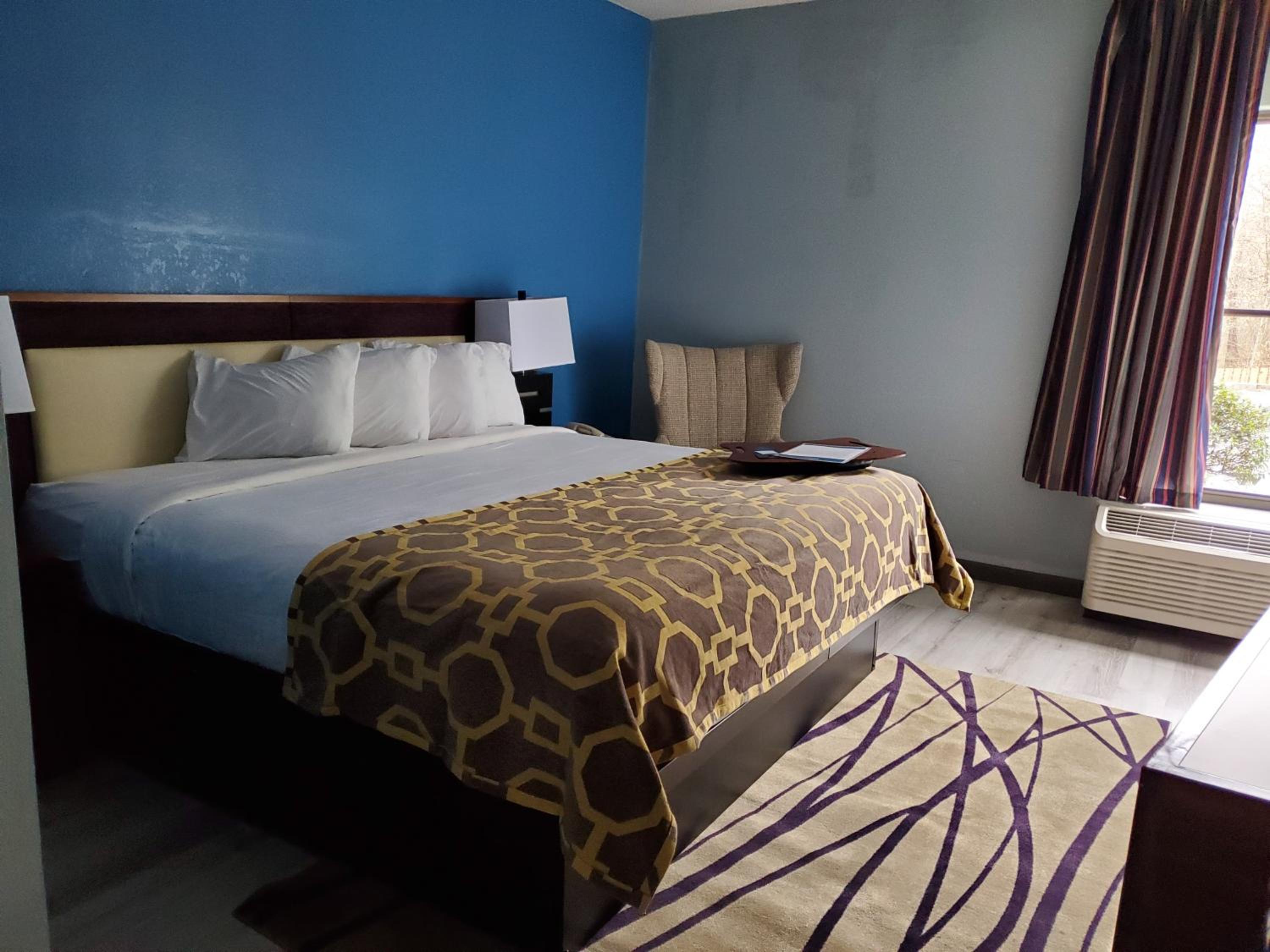 giraffe - print comforter on the bed