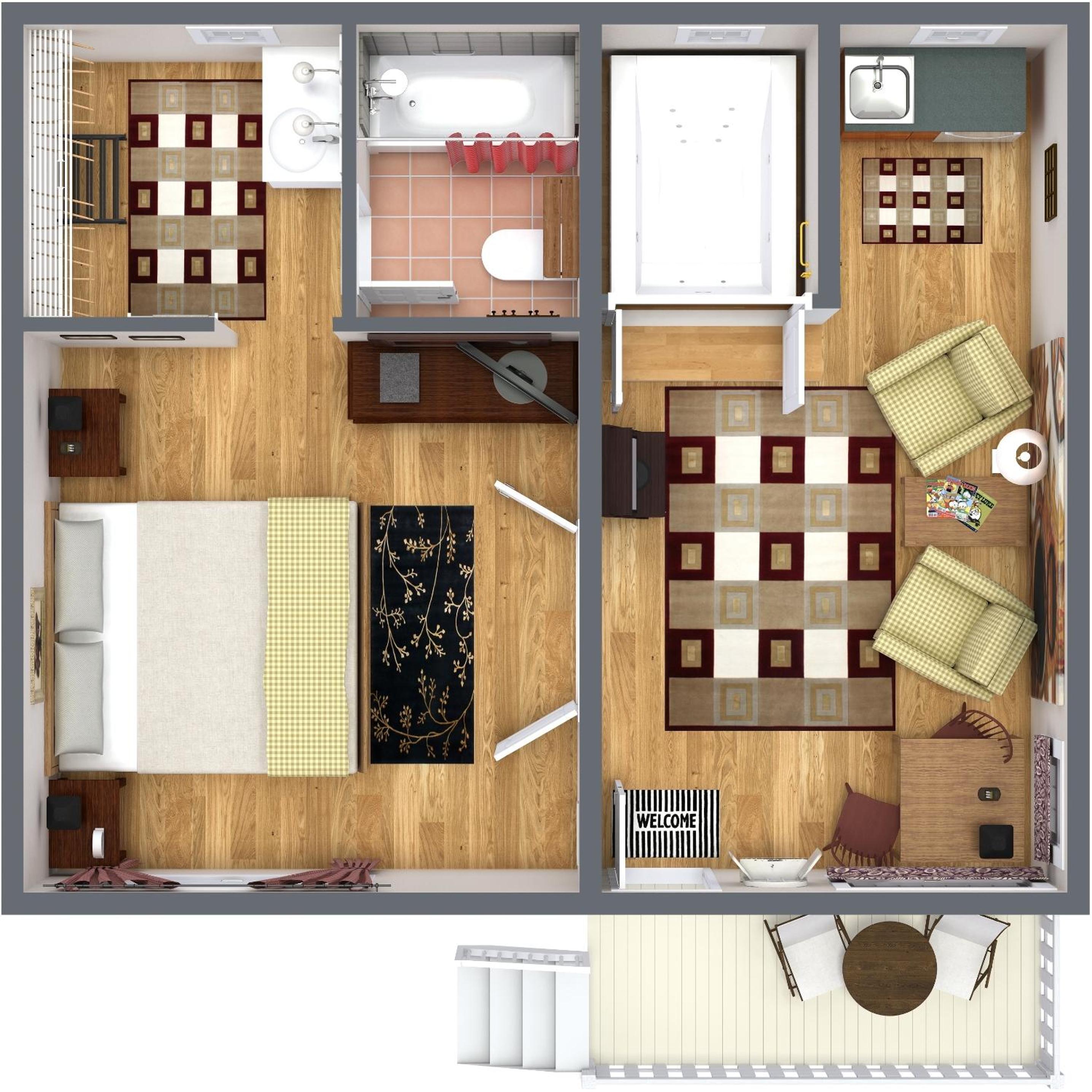 带按摩浴缸的国王小屋